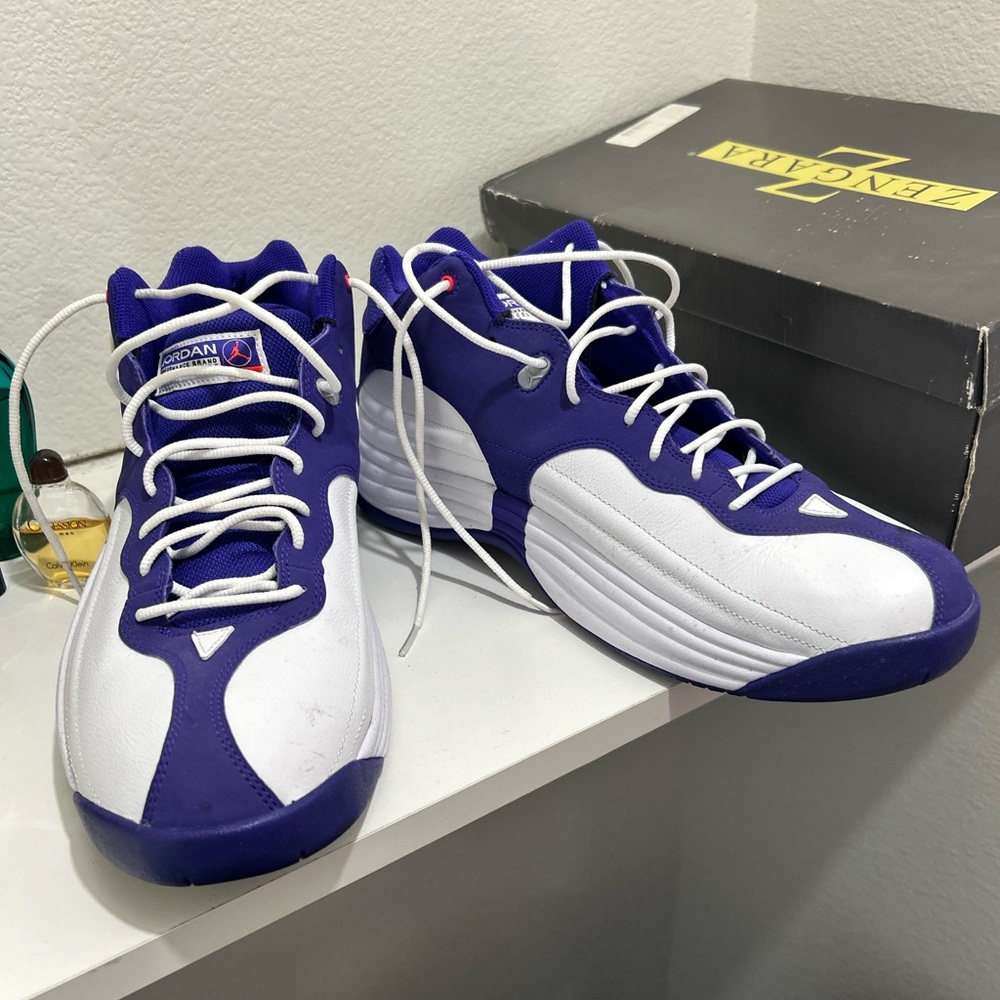 Jordan Retro Purple and White Sneakers